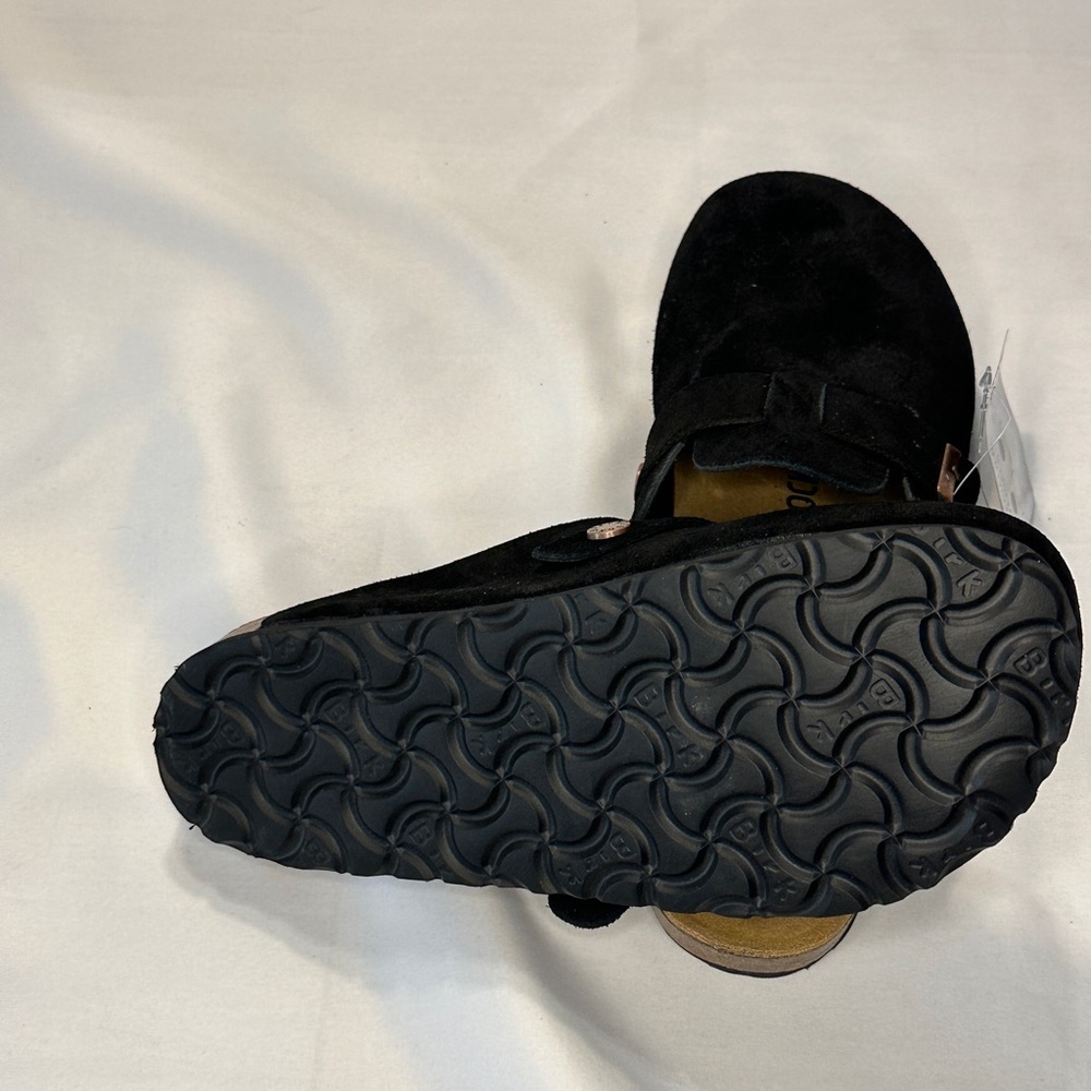 NWT BIRKENSTOCK Boston Clogs Size 8 8.5 (39) Black Suede Women’s Soft Footbed - Picture 4 of 5